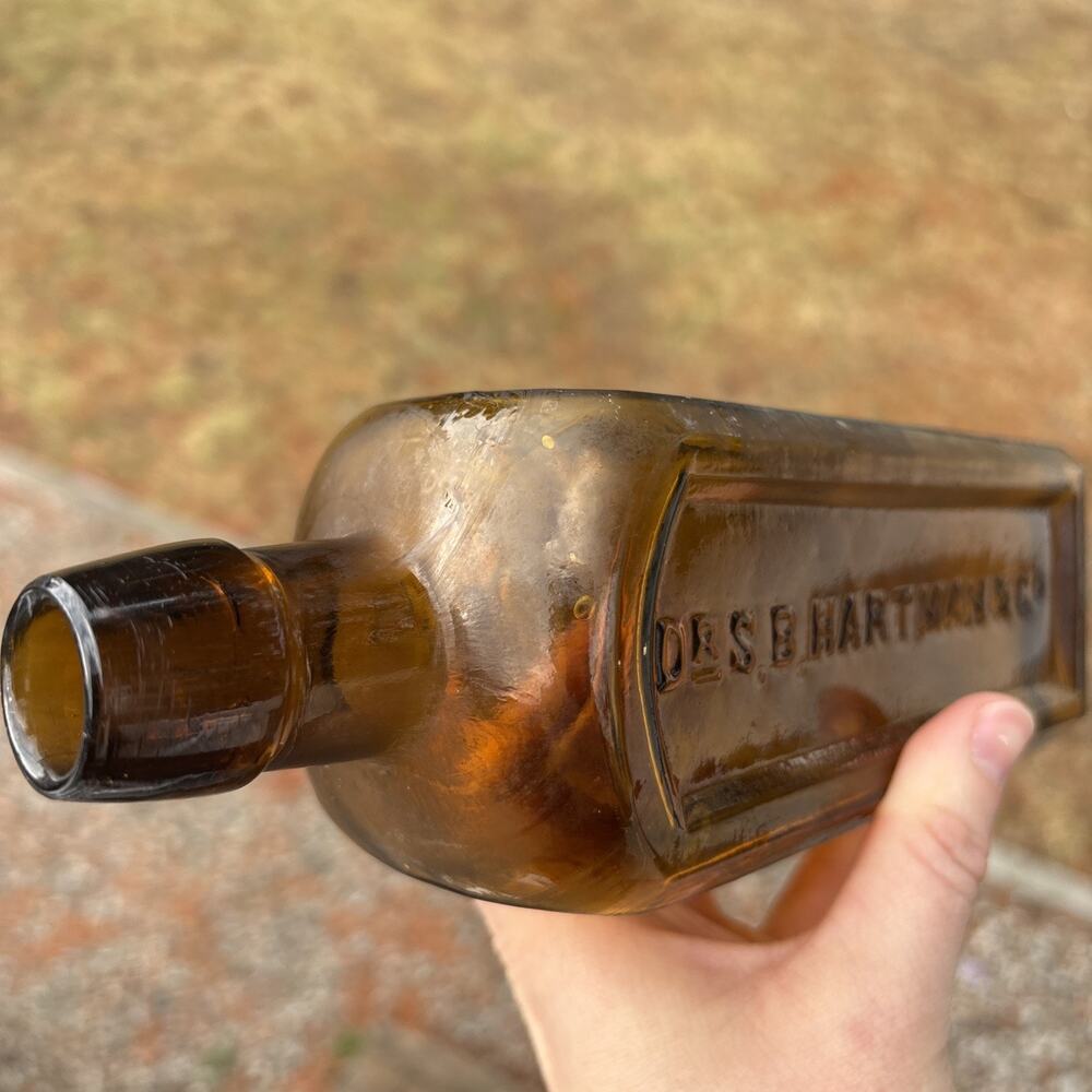 Antique Amber Pat. 1866 Dr SB HARTMAN & Co Michler's Herb Bitters Bottle - Picture 10 of 13